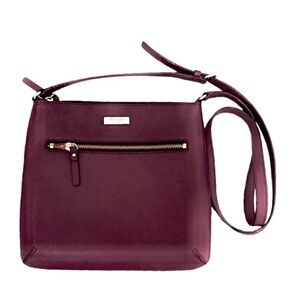 Kate Spade Crossbody Bag Leather Burgundy Wine Purple Red